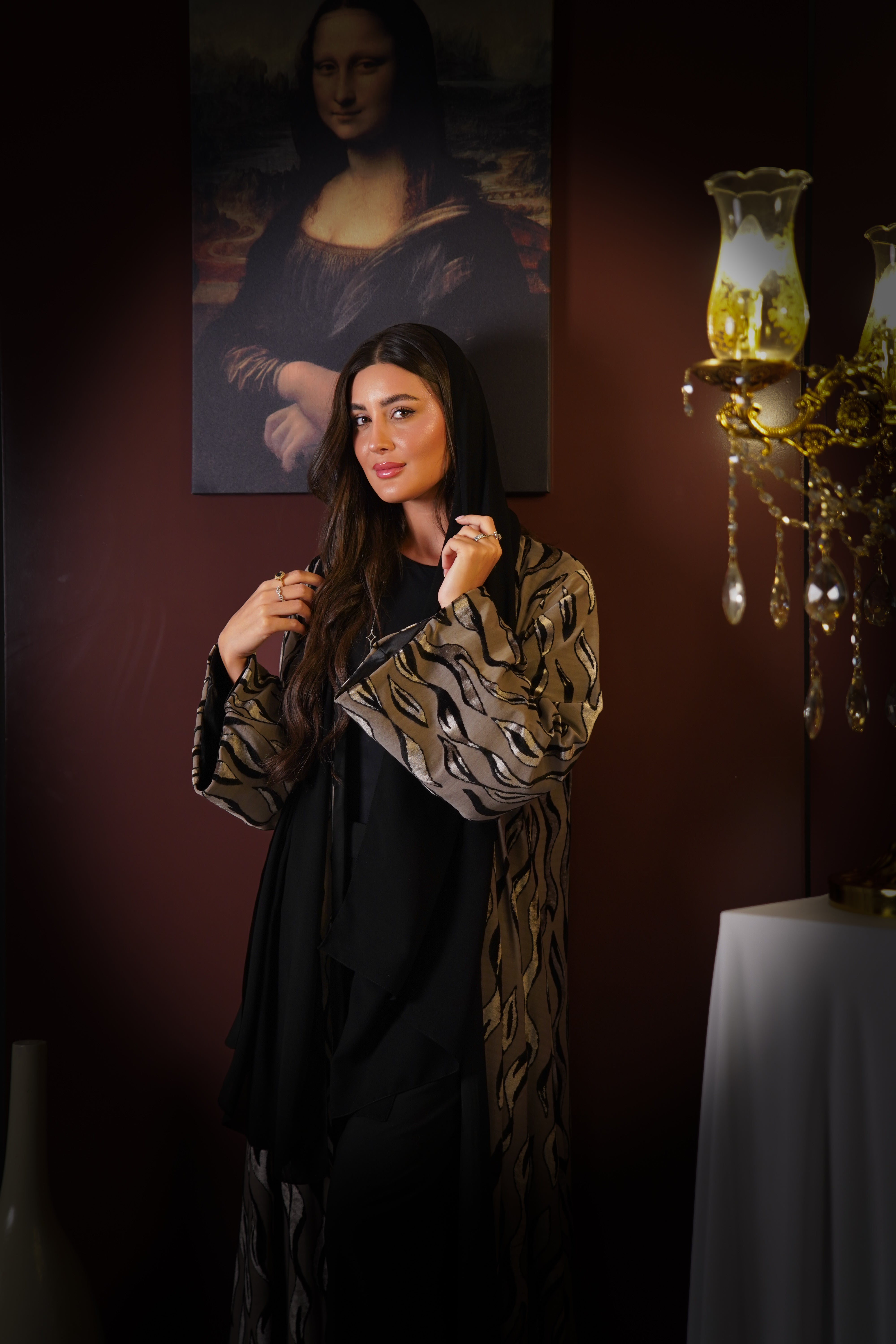 MW645 - Light Crepe Standing with Jacquard Half-Cloche