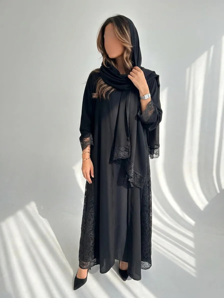 MWT4024 - عباية انيقة | دانتيل أسود - Aya