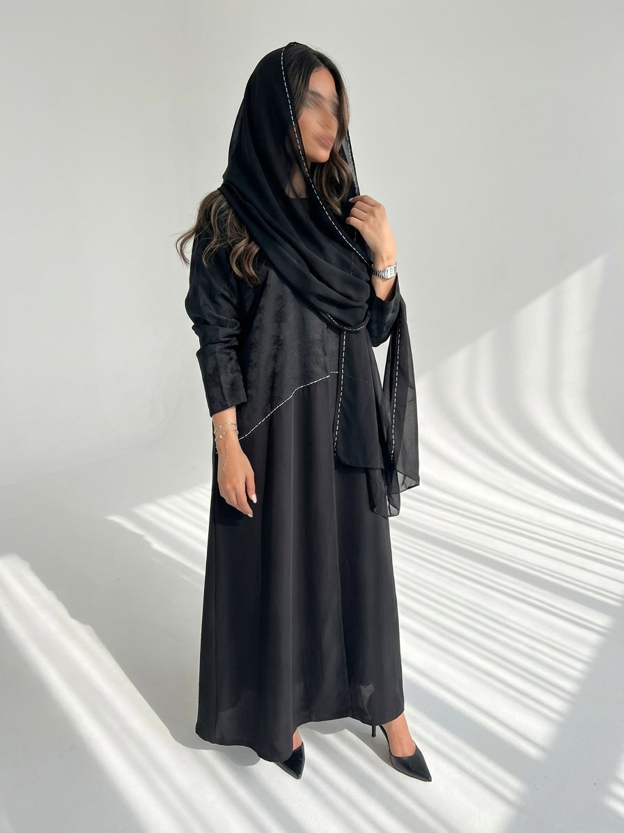 MWT4026 - عبايه حرير مغسول راقيه وحصريه