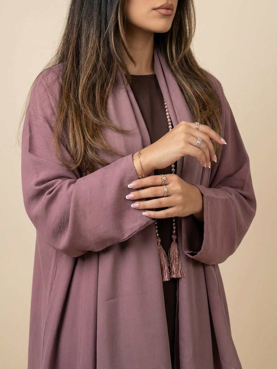 MWT4027 - عبايه كريب مغسول مع اضافه دندوشه