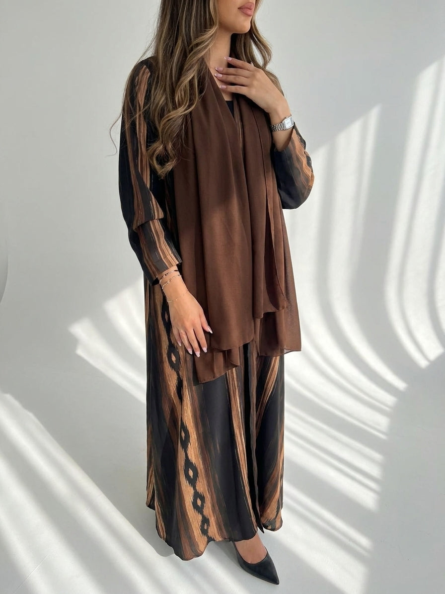 MWT4086 - عبايه طباعه كريب حصريه وانيقه