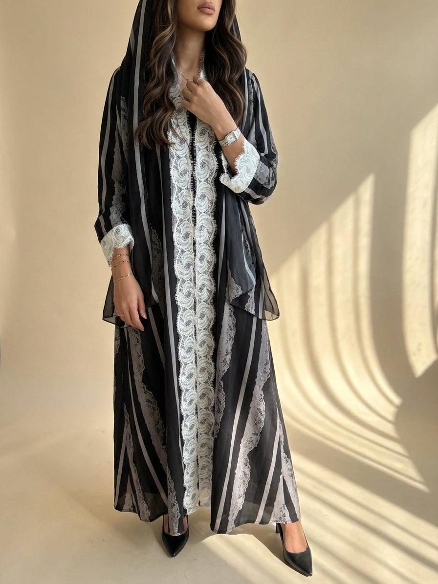 MWT4087 - طباعة دانتيل مع كلفه دانتيل ابيض