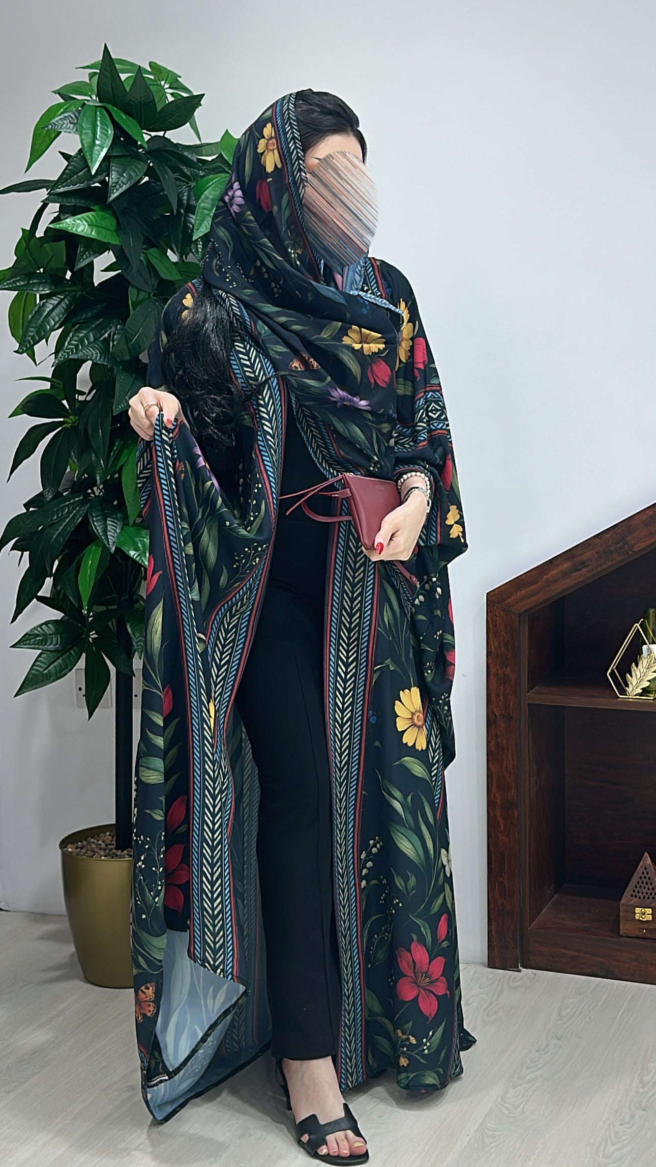 MWT473  - عباية طباعة مشجرة - Aya