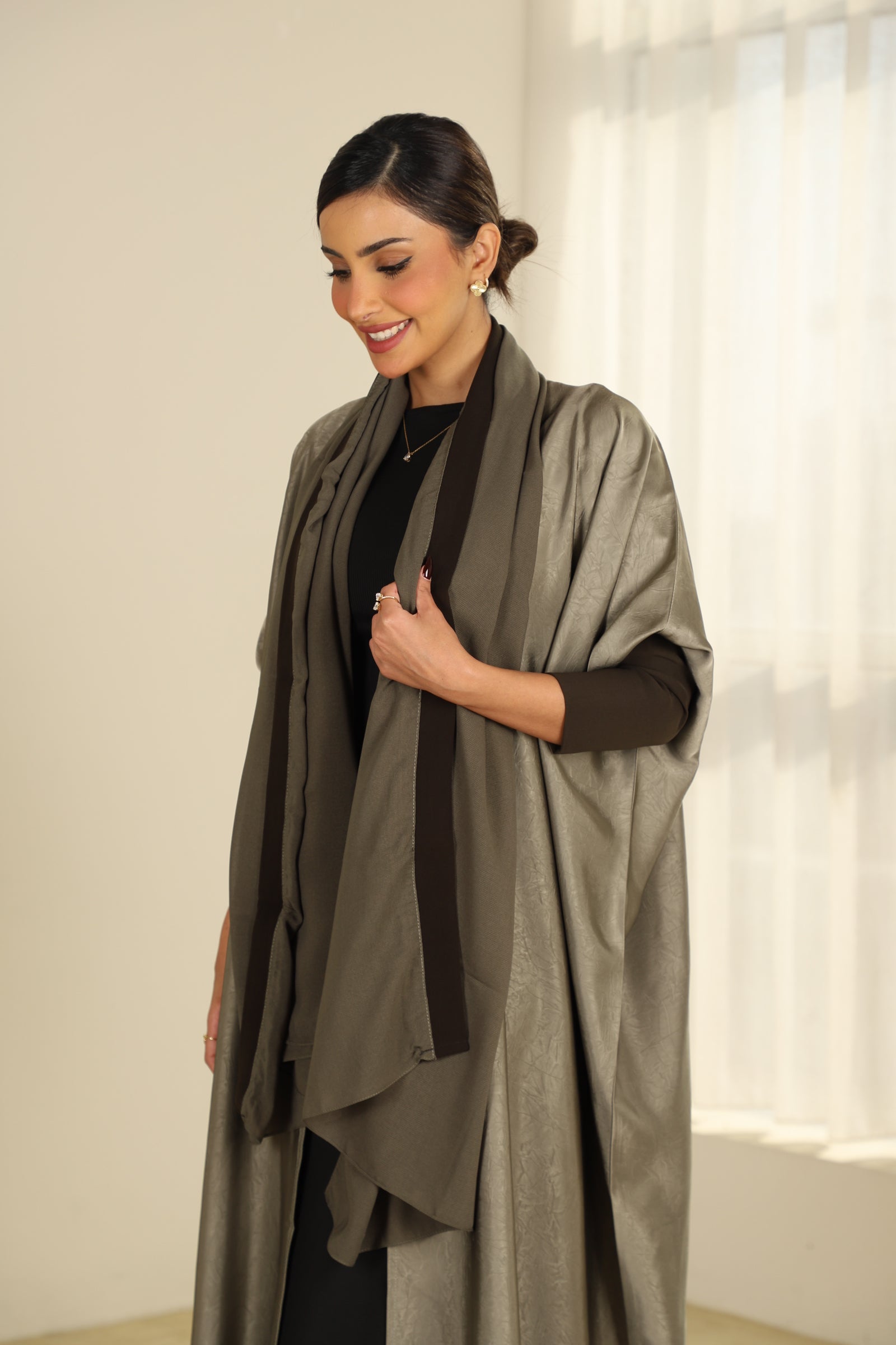 MWT522 - عباية جاكار زيتي - Aya