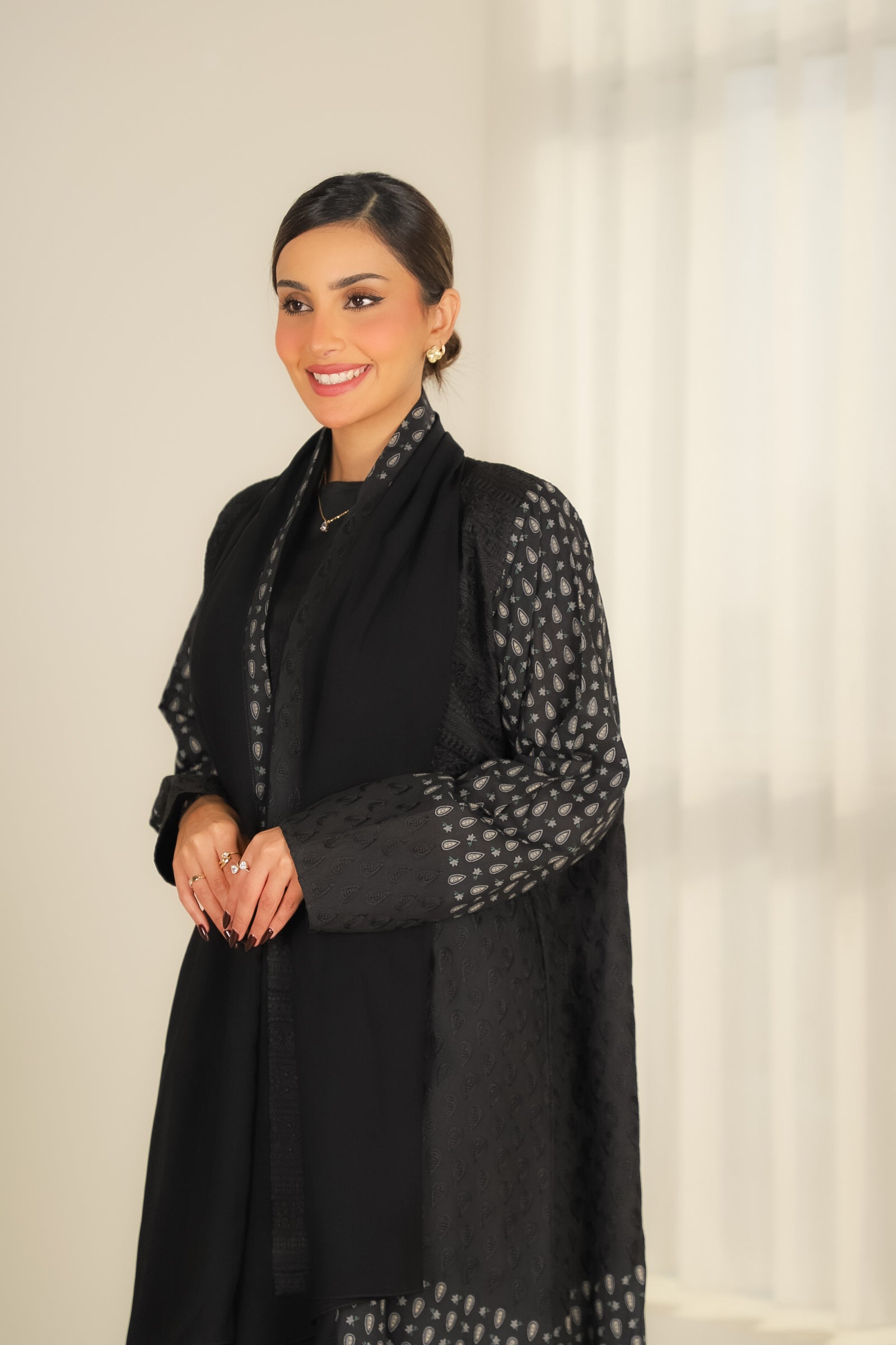 MWT523 - عباية ركامة أسود - Aya