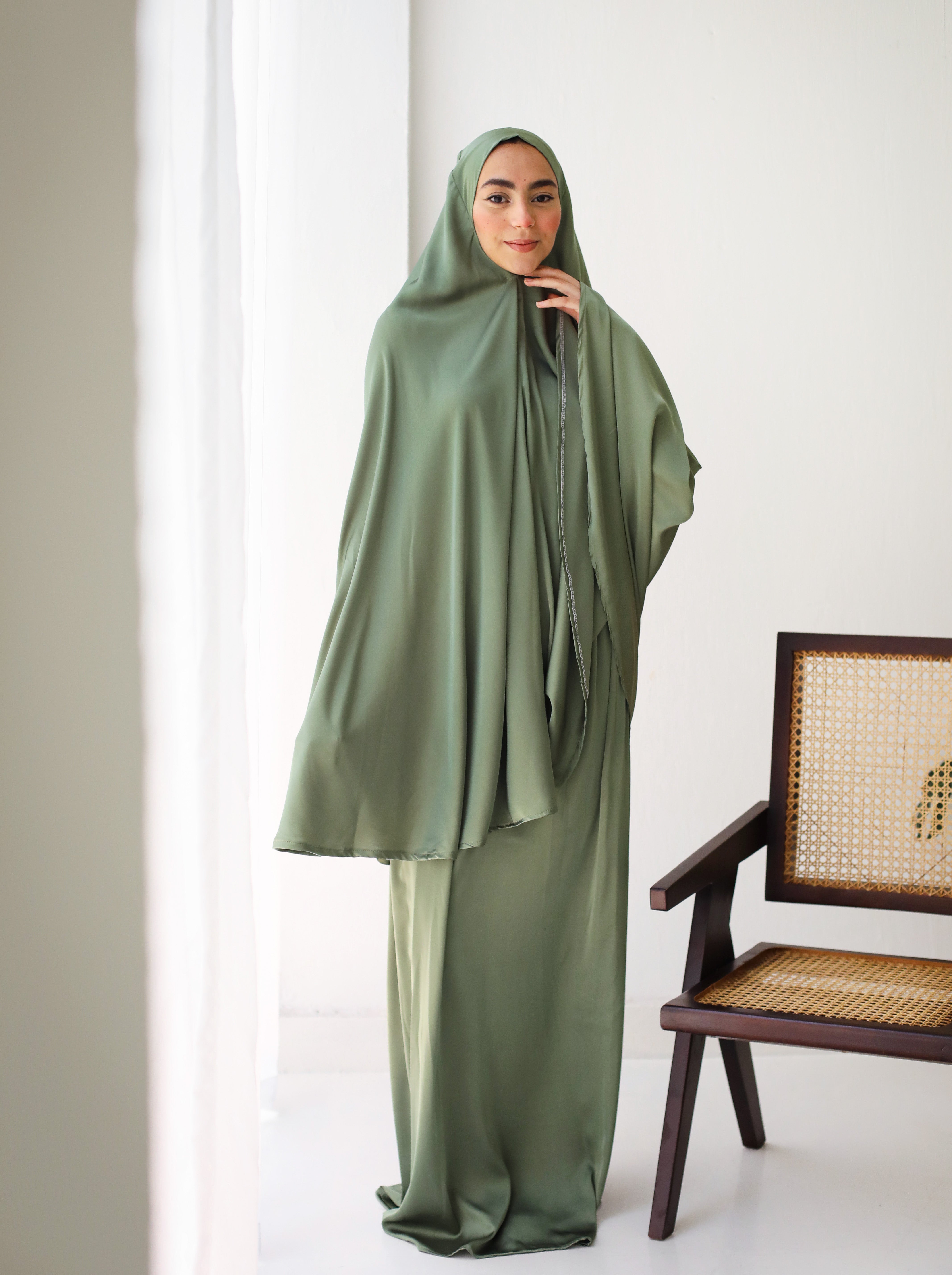 Olive Green Plain Prayer set - Aya