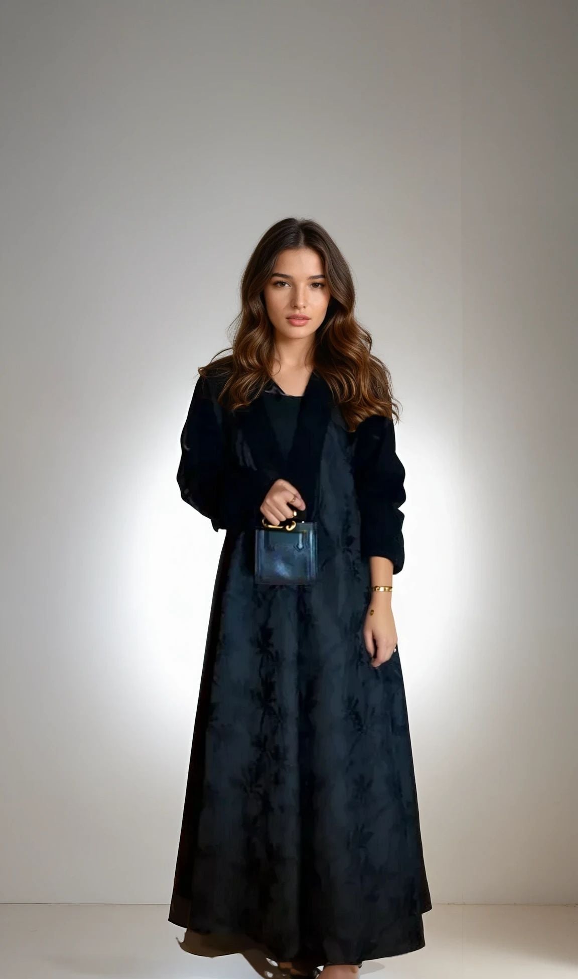 MW645 - Light Crepe Standing with Jacquard Half-Cloche