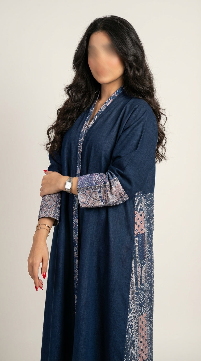 عباية لنن مع تدخيلة جاكار هندي - Image 3