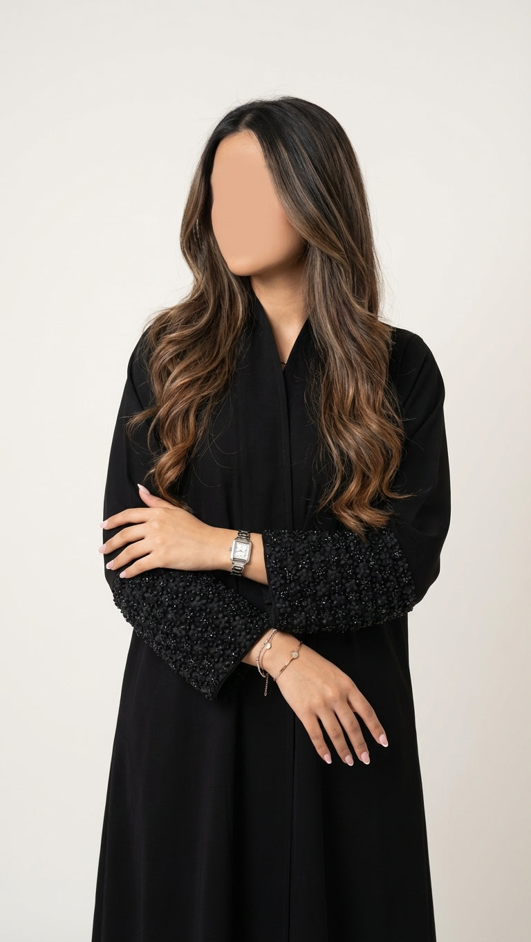 عباية كريب بشك وردات  - Image 2