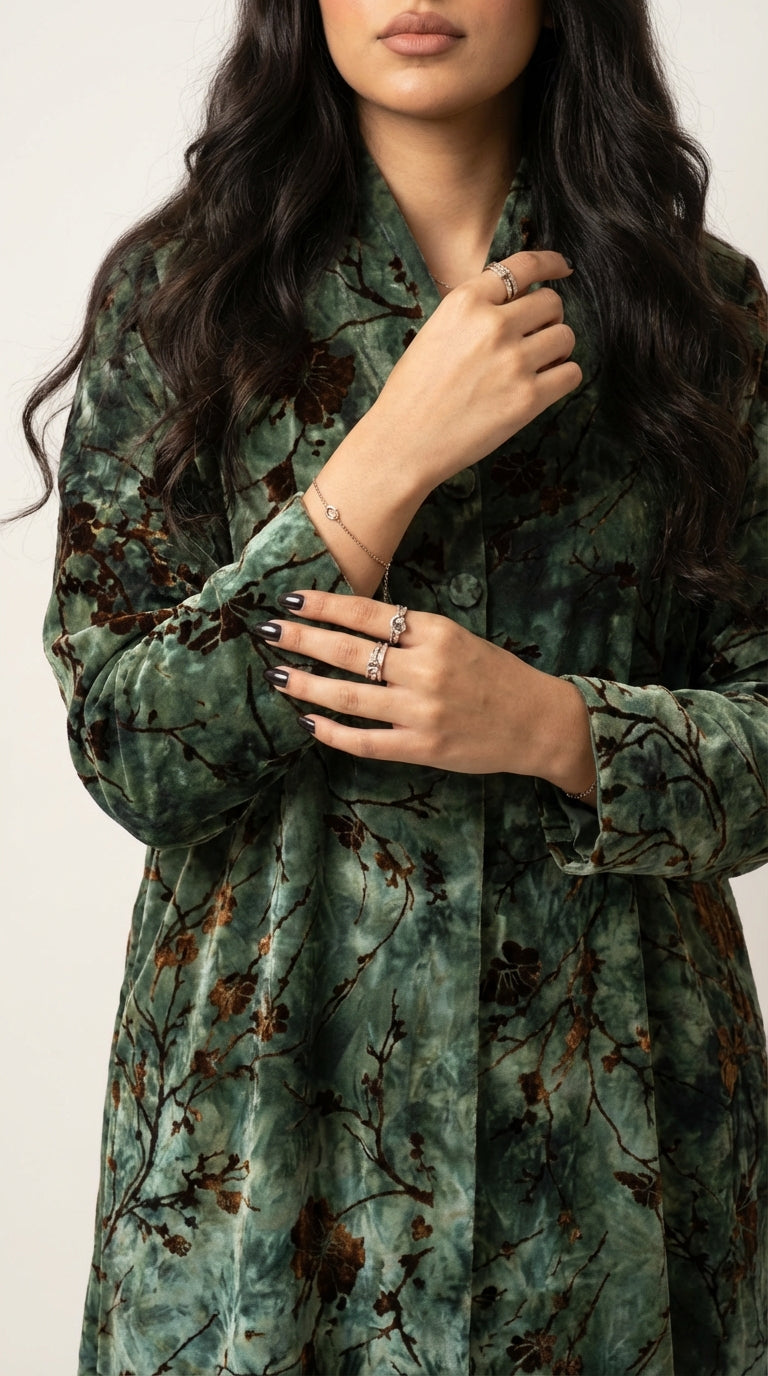 عباية بليزر جاكار منقوش - Image 3