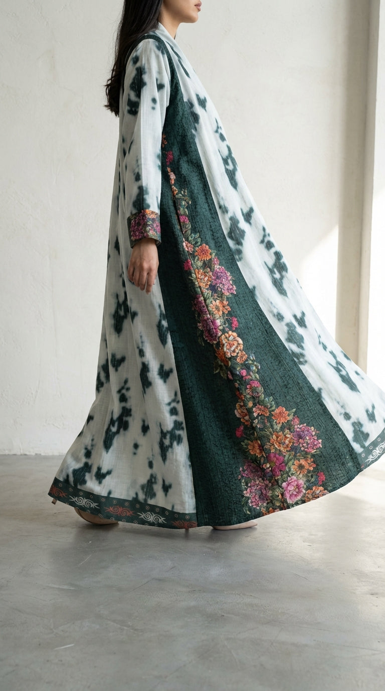 عباية لنن وروكاما زهور - Image 2