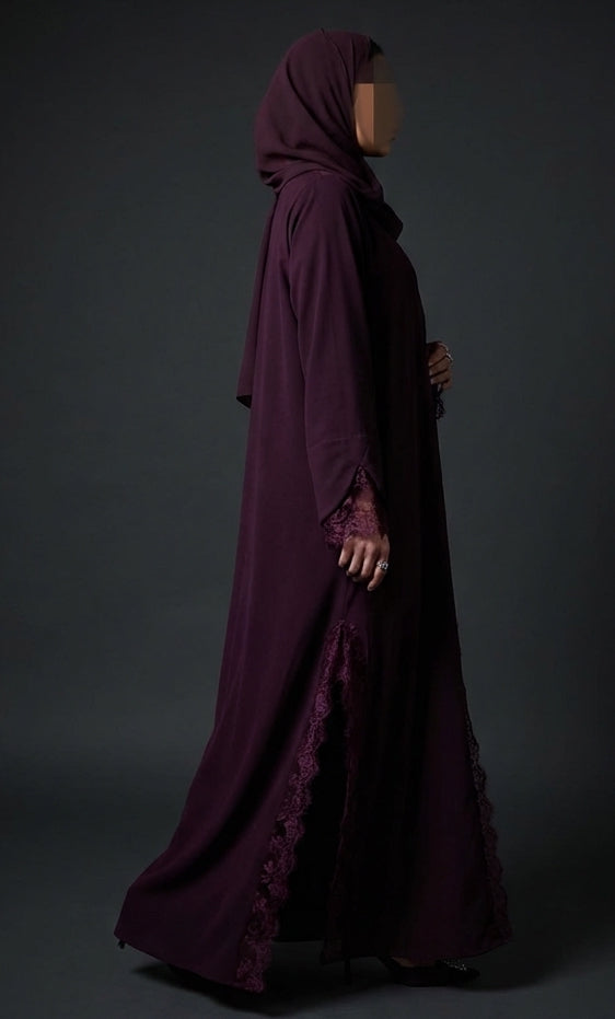 MWK108 عباية رسمية بدانتيل