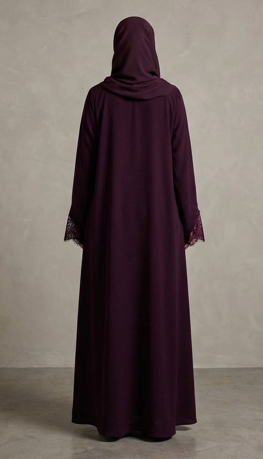 MWK108 عباية رسمية بدانتيل