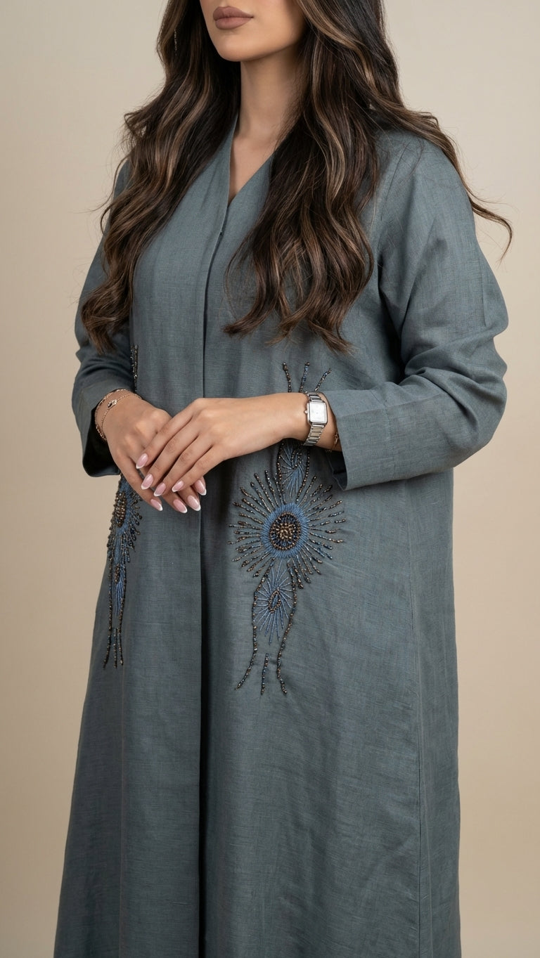 عباية لينن بشك من الامام - Image 1