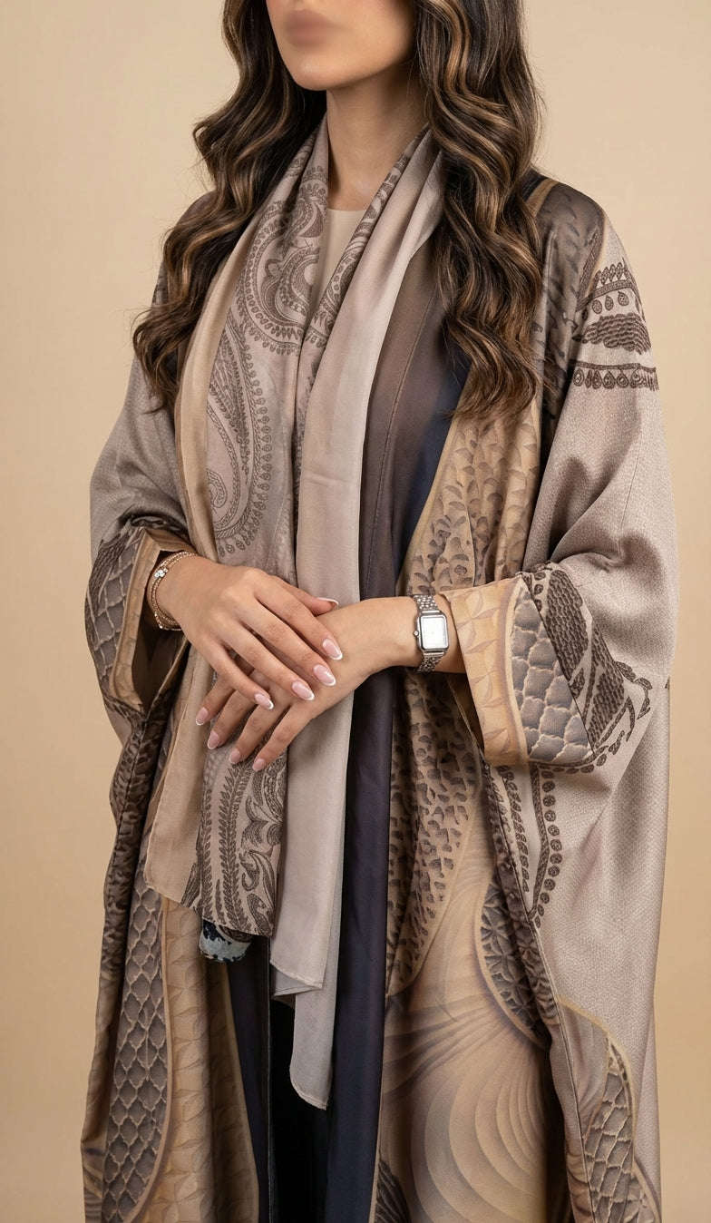 عباية طباعة | Printed Abaya	 - Image 2