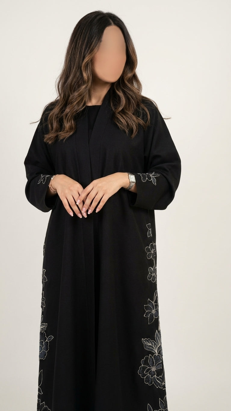 عباية كتان بكلفة وردات  - Image 3