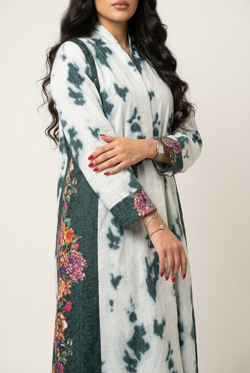 عباية لنن وروكاما زهور - Image 1