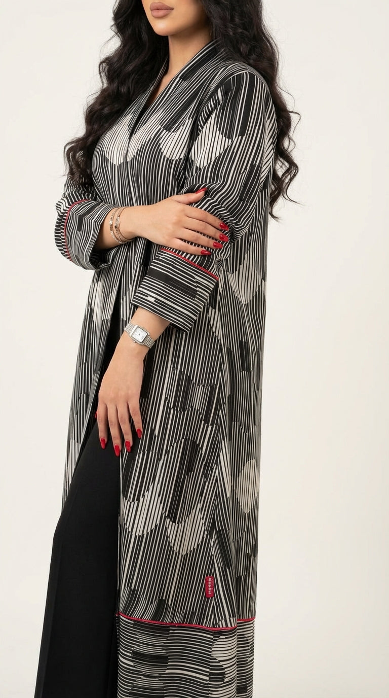 عباية مطبوعة مخططة - Image 1