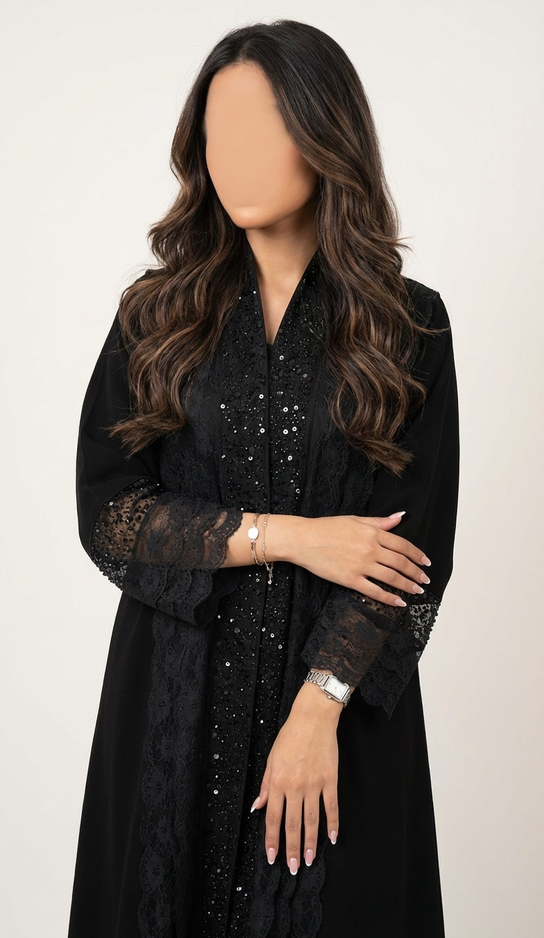 عباية بتدخيلة دانتيل مع شك - Image 3