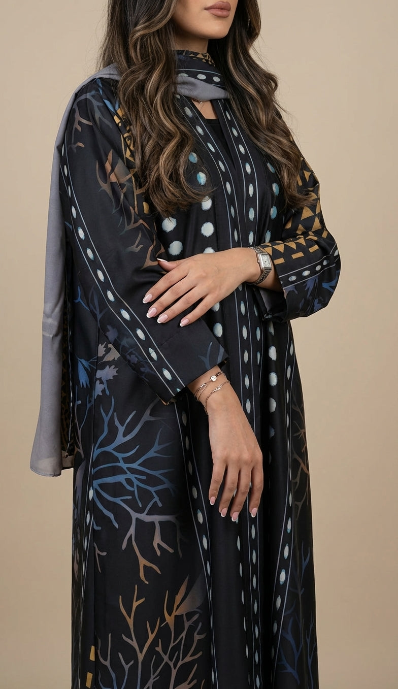 عباية طباعة | Printed Abaya	 - Image 2
