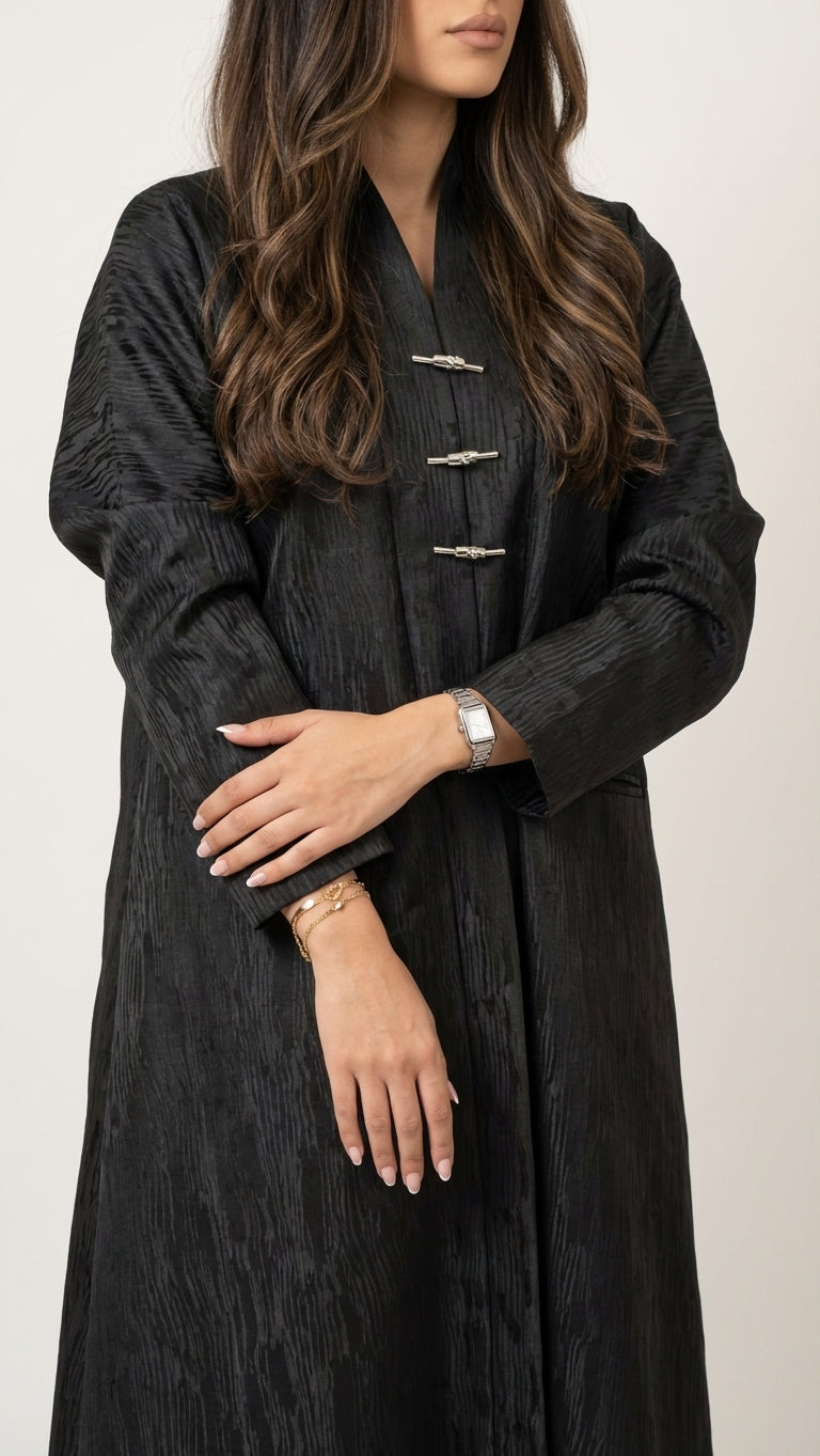 عباية جاكار بأزرار ذهبية - Image 2