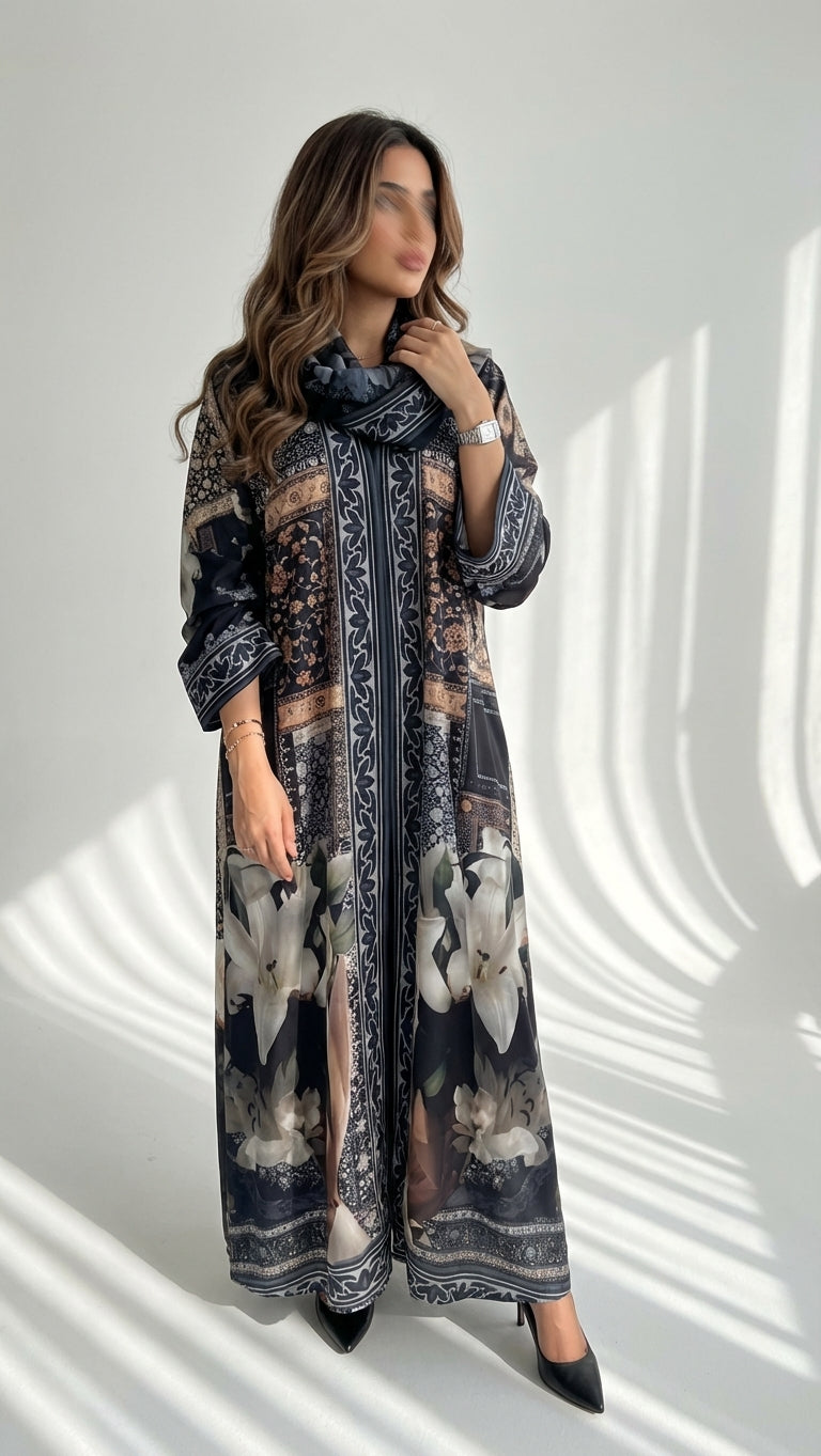 عباية طباعة | Printed Abaya	 - Image 1