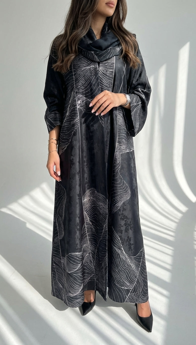 عباية طباعة | Printed Abaya	 - Image 1