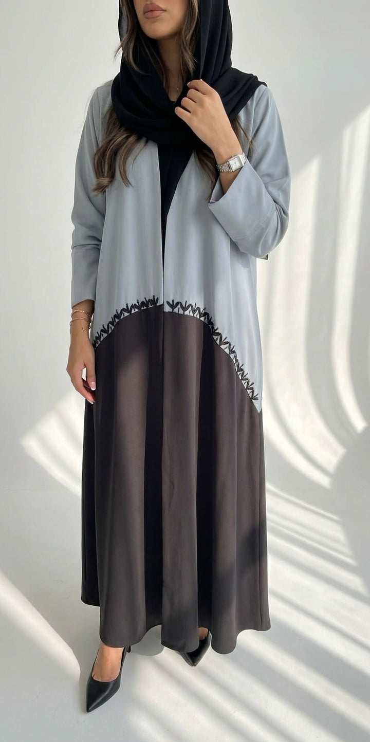 عباية بتدخيلة لونين وشك يدوي  - Image 3