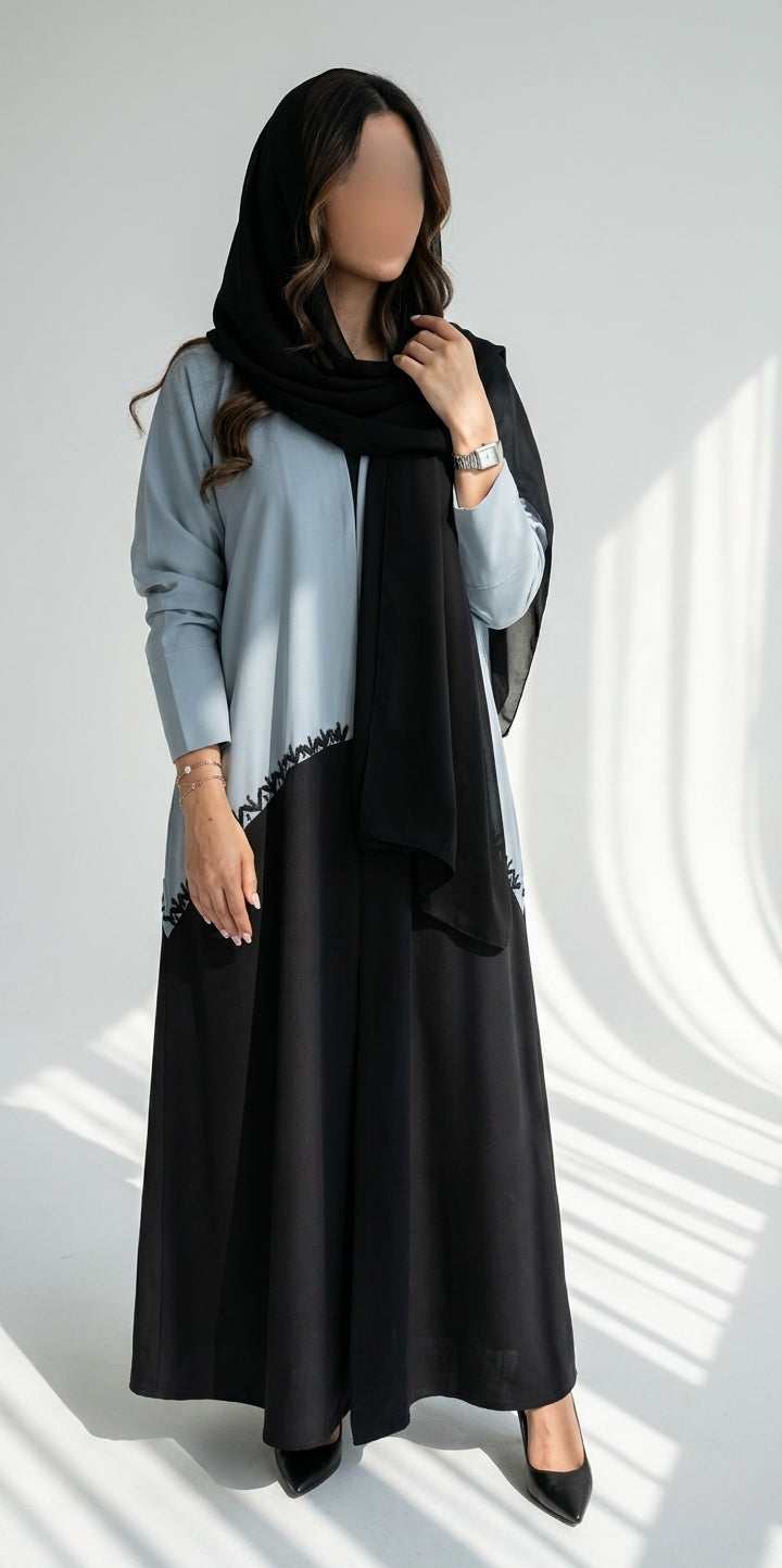 عباية بتدخيلة لونين وشك يدوي  - Image 1