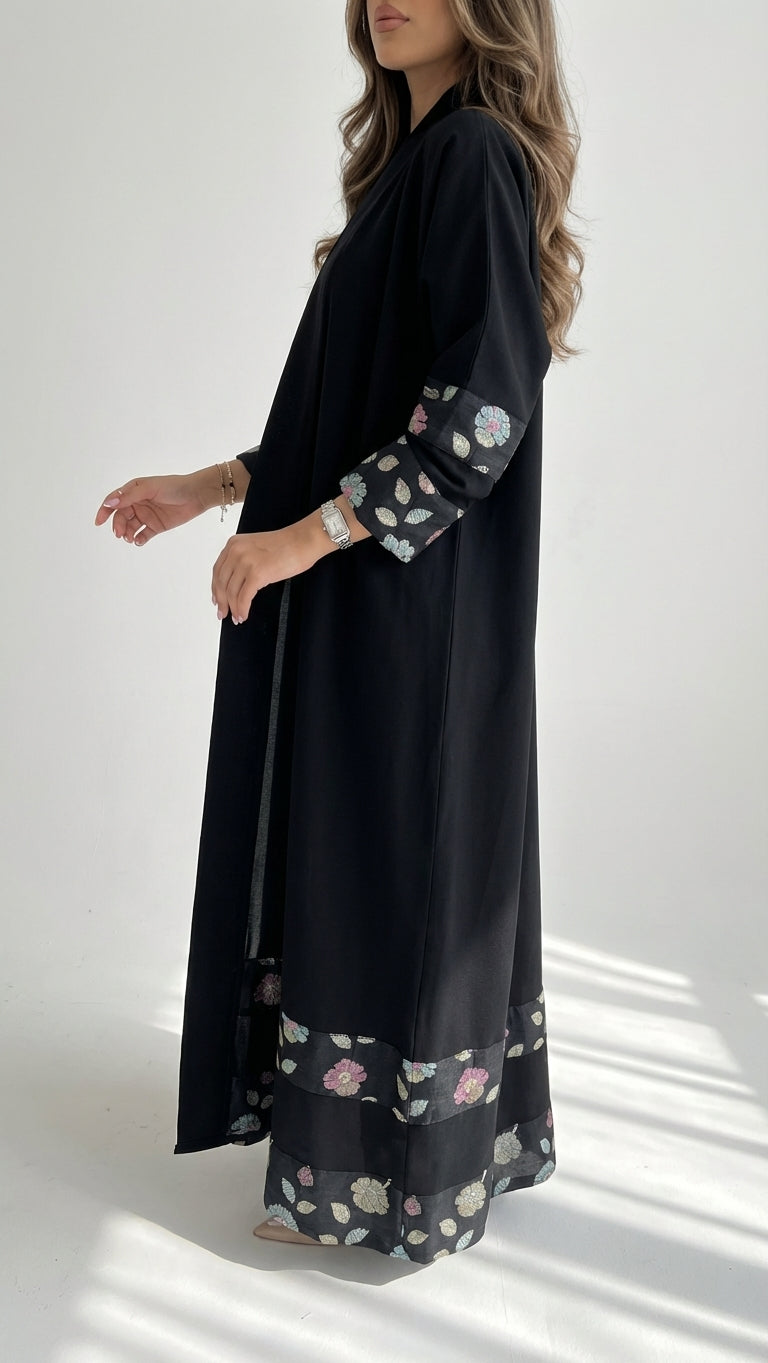 عباية بتدخيلة لينن تطريز  - Image 1