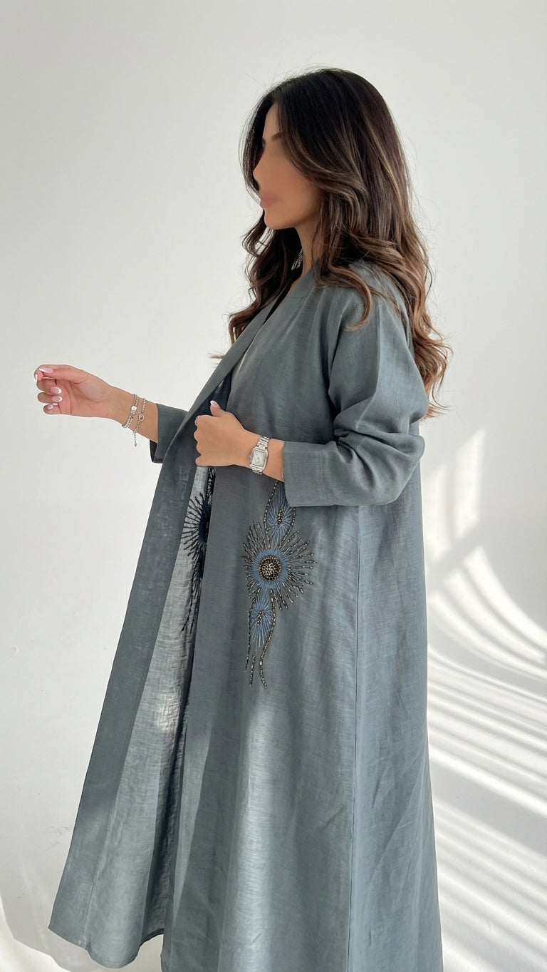 عباية لينن بشك من الامام - Image 2