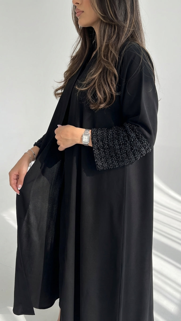 عباية كريب بشك وردات  - Image 3