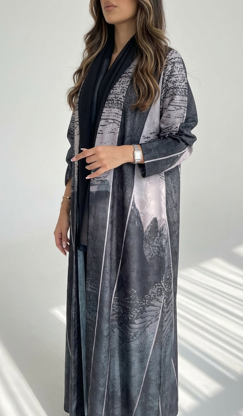 عباية طباعة | Printed Abaya	 - Image 2