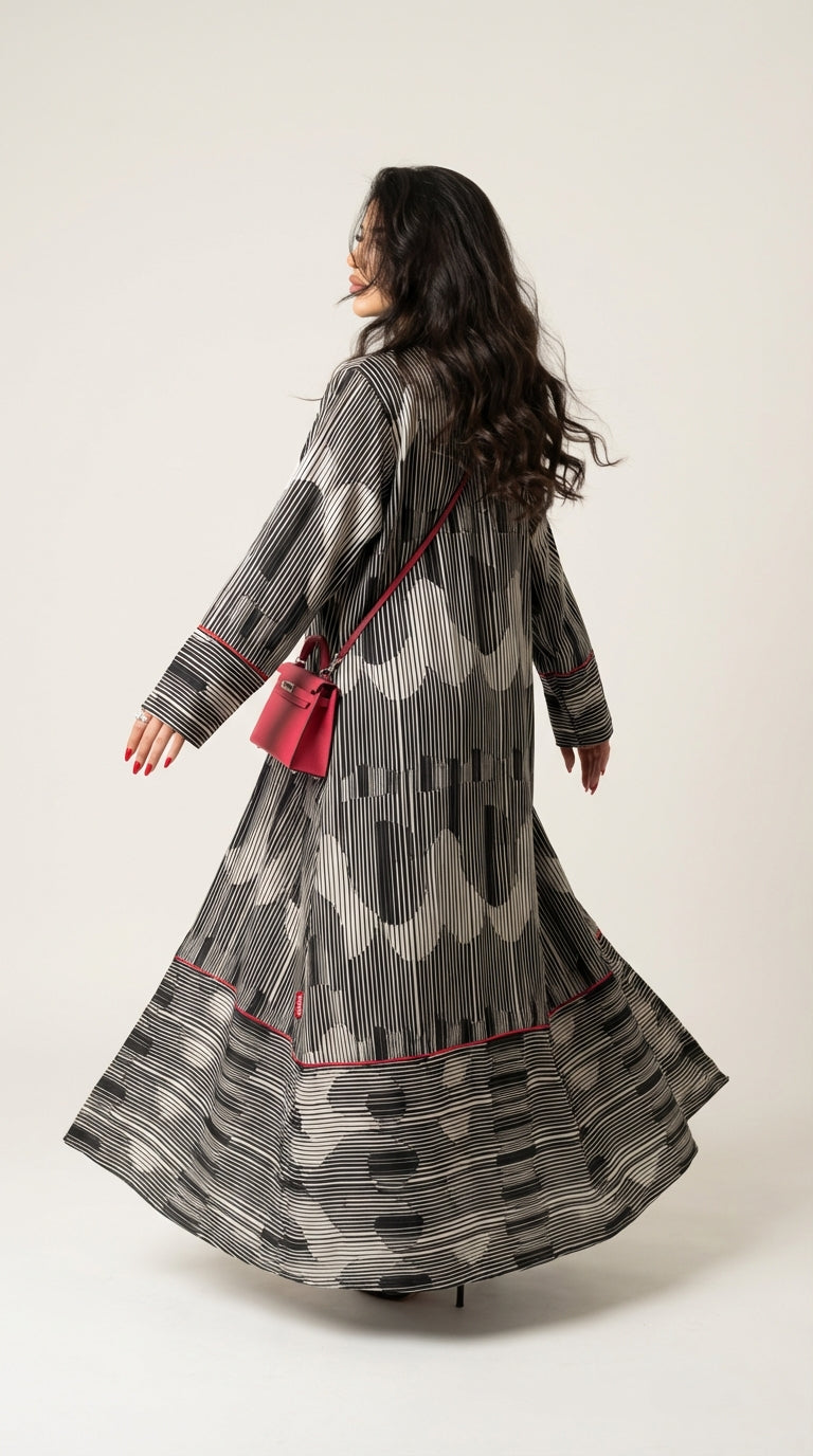 عباية مطبوعة مخططة - Image 4