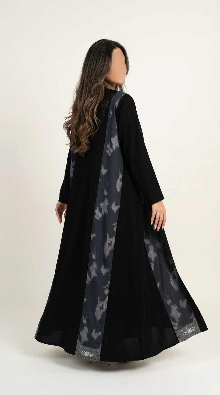 عبايه اسود بتدخيلة لنن طباعة - Image 2