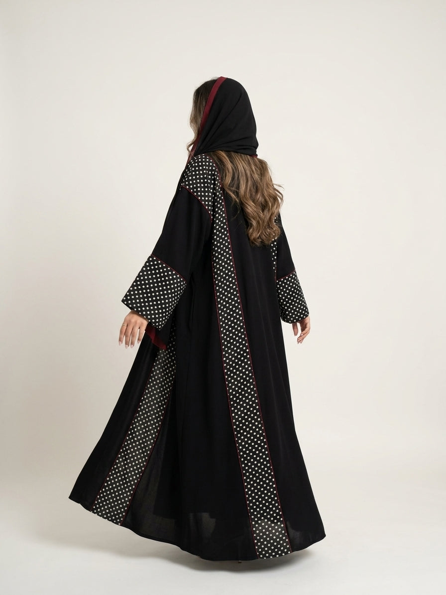 عباية منقطه بتدخيلة قيطان برغندي  - Image 3