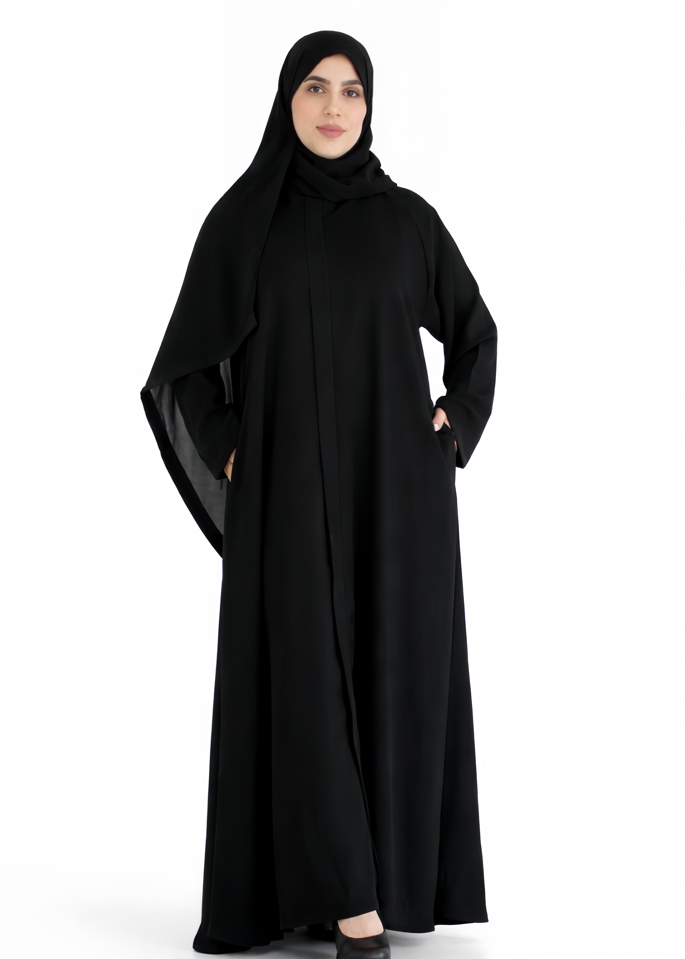 MWO001 - عباية نص كلوش بقفلة سحاب